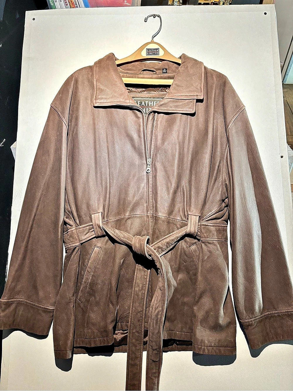 Vintage Leather Limited Belted Zip Jacket